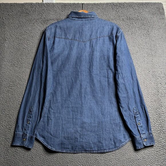 Vintage GAP Denim Shirt Mens Medium Blue Jean Long Sleeve Button Up Western Yoke - Picture 10 of 13